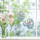 Globleland Waterproof PVC Colored Laser Stained Window Film Adhesive Stickers, Electrostatic Window Stickers, Leaf Pattern, 34~140x35~133mm, about 28pcs/set