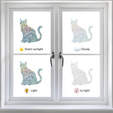 Globleland Waterproof PVC Colored Laser Stained Window Film Adhesive Stickers, Rectangle Electrostatic Window Stickers, Colorful, Cat Pattern, 350x840mm