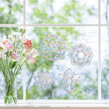 Globleland Waterproof PVC Colored Laser Stained Window Film Adhesive Stickers, Rectangle Electrostatic Window Stickers, Colorful, Flower Pattern, 350x840mm
