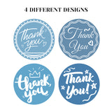 Globleland Thank You Sticker, Coated Paper Adhesive Stickers, Flat Round with Word, Floral Pattern, 4x4cm, 500pcs/roll