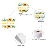 Globleland Thank You Sticker, Coated Paper Adhesive Stickers, Flat Round with Word, Sunflower Pattern, 4x4cm, 500pcs/roll