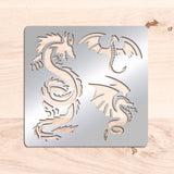 Globleland Stainless Steel Cutting Dies Stencils, for DIY Scrapbooking/Photo Album, Decorative Embossing DIY Paper Card, Stainless Steel Color, Dragon Pattern, 156x156mm