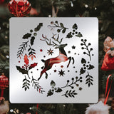 Globleland Stainless Steel Cutting Dies Stencils, for DIY Scrapbooking/Photo Album, Decorative Embossing DIY Paper Card, Matte Style, Stainless Steel Color, Reindeer/Stag & Christmas Wreath, Christmas Themed Pattern, 15.6x15.6cm