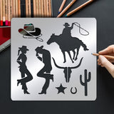 Globleland Cowboy Theme Stainless Steel Cutting Dies Stencils, for DIY Scrapbooking/Photo Album, Decorative Embossing DIY Paper Card, Matte Stainless Steel Color, Human Pattern, 15.6x15.6cm