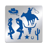 Globleland Cowboy Theme Stainless Steel Cutting Dies Stencils, for DIY Scrapbooking/Photo Album, Decorative Embossing DIY Paper Card, Matte Stainless Steel Color, Human Pattern, 15.6x15.6cm