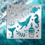 Globleland Stainless Steel Cutting Dies Stencils, for DIY Scrapbooking/Photo Album, Decorative Embossing DIY Paper Card, Matte Stainless Steel Color, Ocean Themed Pattern, 15.6x15.6cm