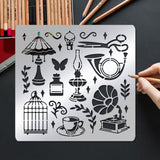 Globleland Retro Theme Stainless Steel Cutting Dies Stencils, for DIY Scrapbooking/Photo Album, Decorative Embossing DIY Paper Card, Matte Stainless Steel Color, Mixed Patterns, 15.6x15.6cm