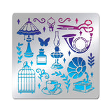 Globleland Retro Theme Stainless Steel Cutting Dies Stencils, for DIY Scrapbooking/Photo Album, Decorative Embossing DIY Paper Card, Matte Stainless Steel Color, Mixed Patterns, 15.6x15.6cm