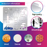 Globleland Stainless Steel Cutting Dies Stencils, for DIY Scrapbooking/Photo Album, Decorative Embossing DIY Paper Card, Matte Stainless Steel Color, Travel Themed, 15.6x15.6cm