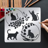 Globleland Stainless Steel Cutting Dies Stencils, for DIY Scrapbooking/Photo Album, Decorative Embossing DIY Paper Card, Matte Stainless Steel Color, Cat Pattern, 156x156mm