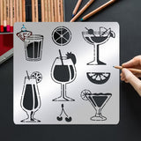 Globleland Stainless Steel Cutting Dies Stencils, for DIY Scrapbooking/Photo Album, Decorative Embossing DIY Paper Card, Matte Stainless Steel Color, Drink Pattern, 156x156mm