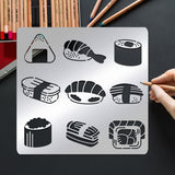 Globleland Food Theme Stainless Steel Cutting Dies Stencils, for DIY Scrapbooking/Photo Album, Decorative Embossing DIY Paper Card, Matte Stainless Steel Color, Sushi Pattern, 156x156mm