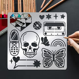 Globleland Stainless Steel Cutting Dies Stencils, for DIY Scrapbooking/Photo Album, Decorative Embossing DIY Paper Card, Matte Stainless Steel Color, Skull Pattern, 156x156mm