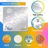 Globleland Stainless Steel Cutting Dies Stencils, for DIY Scrapbooking/Photo Album, Decorative Embossing DIY Paper Card, Matte Stainless Steel Color, Space Theme Pattern, 156x156mm