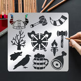 Globleland Viking Theme Stainless Steel Cutting Dies Stencils, for DIY Scrapbooking/Photo Album, Decorative Embossing DIY Paper Card, Matte Stainless Steel Color, Mixed Patterns, 156x156mm