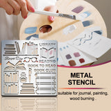 Globleland BBQ Daily Theme Stainless Steel Metal Stencils, for DIY Scrapbooking/Photo Album, Decorative Embossing DIY Paper Card, Matte Stainless Steel Color, Book Pattern, 156x156x0.5mm
