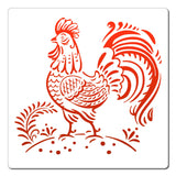 Globleland PET Plastic Drawing Painting Stencils Templates, Square, Rooster Pattern, 25x25cm