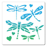 Globleland PET Plastic Drawing Painting Stencils Templates, Square, Dragonfly Pattern, 18x18cm