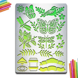 Globleland BBQ Daily Theme Custom Stainless Steel Metal Stencils, for DIY Scrapbooking/Photo Album, Decorative Embossing, Matte Stainless Steel Color, Insect Pattern, 190x140x0.5mm