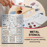 Globleland Custom Stainless Steel Metal Stencils, for DIY Scrapbooking/Photo Album, Decorative Embossing, Matte Stainless Steel Color, Book Pattern, 190x140mm