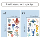 Globleland Custom Waterproof PVC Window Stickers, Ocean Themed Pattern, 30x20cm, 1 style/sheet, 2 style, 2 sheets/set