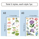 Globleland Custom Waterproof PVC Window Stickers, Flower Pattern, 30x20cm, 1 style/sheet, 2 style, 2 sheets/set