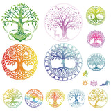 Globleland Custom Waterproof PVC Window Stickers, Tree of Life Pattern, 30x20cm, 1 style/sheet, 2 style, 2 sheets/set
