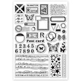 Globleland Custom PVC Plastic Stamps, for DIY Scrapbooking, Photo Album Decorative, Cards Making, Stamp Sheets, Film Frame, Mixed Shapes, 29.7x21cm