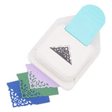 Plastic Embossing DIY Corner Paper Printing Card Cutter, with Alloy, Triangle with Flower Pattern, Turquoise, 13.4x9.8x6.5cm