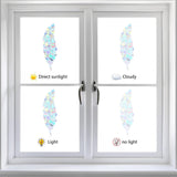 Globleland Waterproof PVC Laser No-Glue Stickers, Static Cling Frosted Rainbow Window Decals, 3D Sun Blocking, for Glass, Feather Pattern, 15.1x3~4.7x0.02cm, 9pcs/bag