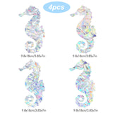 Globleland Waterproof PVC Laser No-Glue Stickers, Static Cling Frosted Rainbow Window Decals, 3D Sun Blocking, for Glass, Sea Horse Pattern, 18x8.6x0.02cm, 4pcs/bag