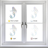 Globleland Waterproof PVC Laser No-Glue Stickers, Static Cling Frosted Rainbow Window Decals, 3D Sun Blocking, for Glass, Mermaid Pattern, 14~23.2x11.8~25.7x0.02cm, 6pcs/bag