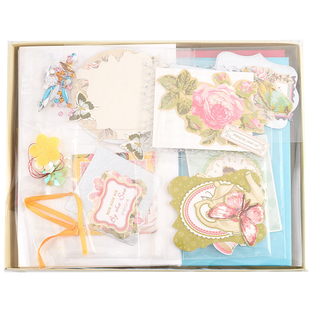 Globleland DIY Greeting Card Making Kits, including Paper Cards, Envelope, Craft Paper, Rhibbon and Sequin, Lime Green, Style 1 Card: 115x170x1mm