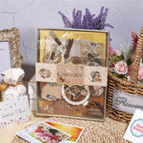 Globleland DIY Greeting Card Making Kits, including Paper Cards, Envelope, Craft Paper, Rhibbon and Sequin, Tan, Style 3 Card: 115x170x1mm