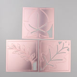 Globleland 3Pcs Leaf Acrylic Mirror-Like Wall Stickers, with Adhesive Back, for Home Living Room Bedroom Decoration, Pink, 198x188x1mm