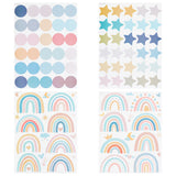 Globleland 4 Sheet 4 Styles Waterproof Vinyl Wall Stickers, Self-Adhesive Decals, for DIY Bedroom, Indoor Decorations, Rectangle with Rainbow & Round & Star Pattern, Mixed Color, Mixed Patterns, 300x220x0.15mm, Stickers: 40~69x40~108mm, 1 sheet/style