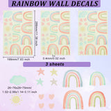Globleland Waterproof PVC Luminous Wall Stickers, Self-Adhesive Decals, for DIY Bedroom, Indoor Decorations, Colorful, Rectangle with Rainbow & Heart & Sun & Star & Cloud Pattern, Mixed Patterns, 289x199x0.4mm, Stickers: 26~76x29~79mm, 3 sheets/set