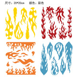 Globleland 4Pcs 4 Styles PET Waterproof Self-adhesive Car Stickers, Reflective Decals for Car, Motorcycle Decoration, Mixed Color, Fire Pattern, 200x200mm, 1pc/style