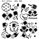 Globleland 4Pcs 4 Styles PET Waterproof Self-adhesive Car Stickers, Pickleball Reflective Decals for Car, Motorcycle Decoration, Black, Sports Themed Pattern, 200x200mm, 1pc/style
