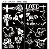Globleland 4Pcs 4 Styles PET Waterproof Self-adhesive Car Stickers, Reflective Decals for Car, Motorcycle Decoration, White, Valentine's day Themed Pattern, 200x200mm, 1pc/style