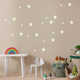 Globleland Star Fluorescent PVC Wall Stickers, Self-adhesive Glow in the Dark Decals, for Kids' Room Wall Decorations, Green Yellow, 200x200x0.4mm, Stickers: 25x25mm & 50x50mm, 35pcs/sheet