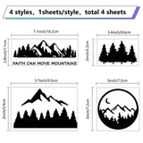 Globleland 4Pcs 4 Styles PET Waterproof Self-adhesive Car Stickers, Reflective Decals for Car, Motorcycle Decoration, Black, Mountain Pattern, 200x200mm, 4 styles, 1pc/styles, 4pcs/set