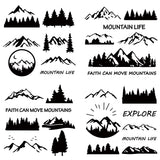 Globleland 4Pcs 4 Styles PET Waterproof Self-adhesive Car Stickers, Reflective Decals for Car, Motorcycle Decoration, Black, Mountain Pattern, 200x200mm, 4 styles, 1pc/styles, 4pcs/set