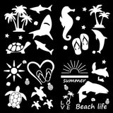 Globleland 4Pcs 4 Styles PET Waterproof Self-adhesive Car Stickers, Reflective Decals for Car, Motorcycle Decoration, White, Sea Animals, 200x200mm, 4 styles, 1pc/styles, 4pcs/set