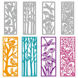 Globleland Rectangle Carbon Steel Cutting Dies Stencils, for DIY Scrapbooking, Photo Album, Decorative Embossing Paper Card, Stainless Steel Color, Bird & Butterfly & Tree & Branch, Mixed Patterns, 132x52x0.8mm