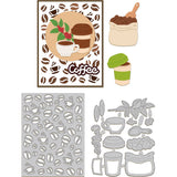 Globleland Coffee Beans Carbon Steel Cutting Dies Stencils, for DIY Scrapbooking, Photo Album, Decorative Embossing Paper Card, Stainless Steel Color, Drink, 102x136x0.8mm, 2pcs/set