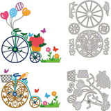 Globleland Vintage Theme Carbon Steel Cutting Dies Stencils, for DIY Scrapbooking, Photo Album, Decorative Embossing Paper Card, Stainless Steel Color, Bicycle, 100~101x106~139x0.8mm, 2pcs/set