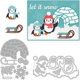 Globleland 2Pcs 2 Styles Christmas Theme Carbon Steel Cutting Dies Stencils, for DIY Scrapbooking, Photo Album, Decorative Embossing Paper Card, Stainless Steel Color, Matte Style, Penguin Pattern, 8.2~14.1x9.8~15.9x0.08cm, 1pc/style