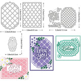Globleland 4Pcs 4 Styles Carbon Steel Cutting Dies Stencils, for DIY Scrapbooking, Photo Album, Decorative Embossing Paper Card, Stainless Steel Color, Matte Style, Mesh & Word Believe Love You, Mixed Patterns, 7~13.4x4.5~13.1x0.08cm, 1pc/style