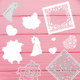 Globleland 3Pcs 3 Styles Wedding Carbon Steel Cutting Dies Stencils, for DIY Scrapbooking, Photo Album, Decorative Embossing Paper Card, Stainless Steel Color, Heart & Couple, Mixed Patterns, 7.6~10.6x5.1~10.6x0.08cm, 1pc/style